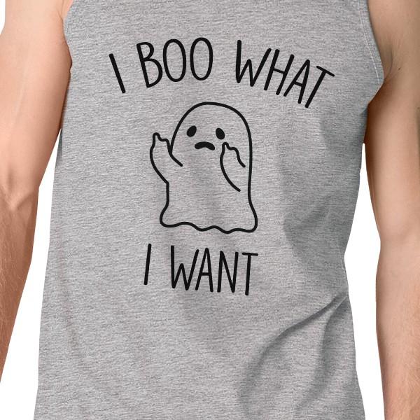 I Boo What I Want Ghost Mens Grey Tank Top