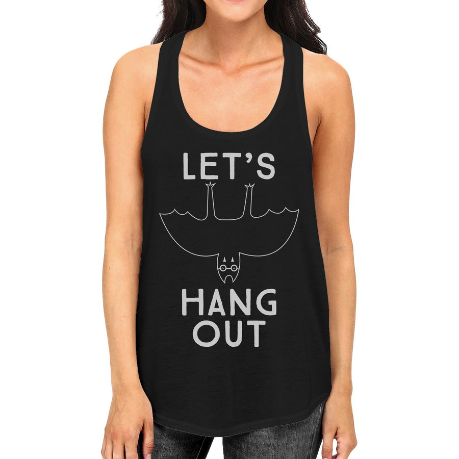 Let's Hang Out Bat Womens Black Tank Top