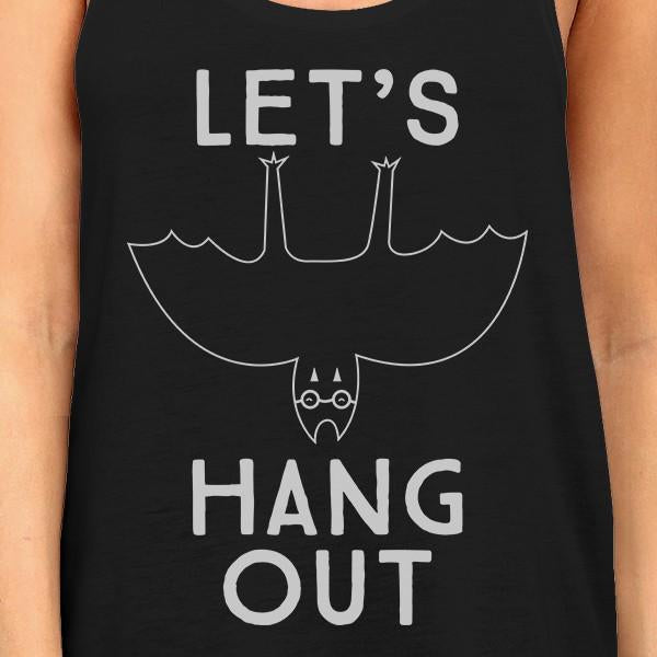 Let's Hang Out Bat Womens Black Tank Top