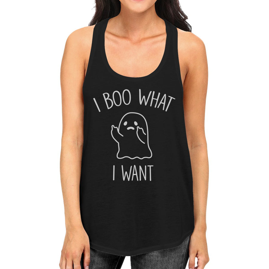 I Boo What I Want Ghost Womens Black Tank Top