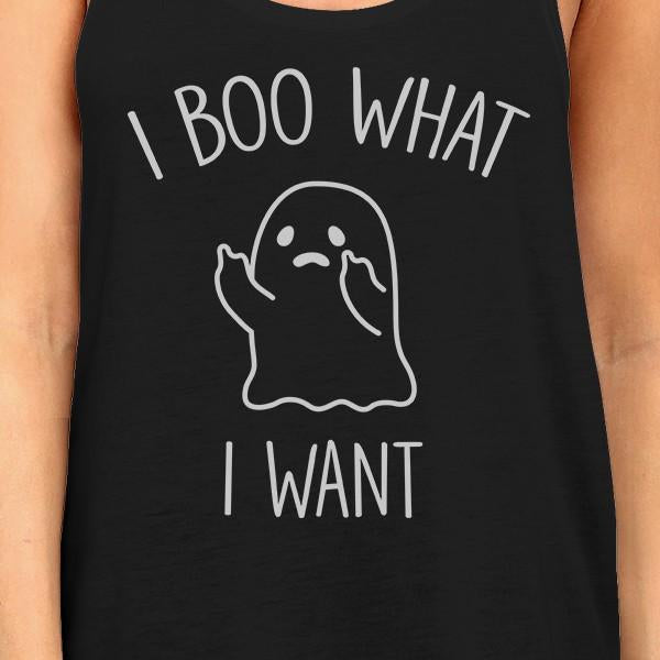 I Boo What I Want Ghost Womens Black Tank Top