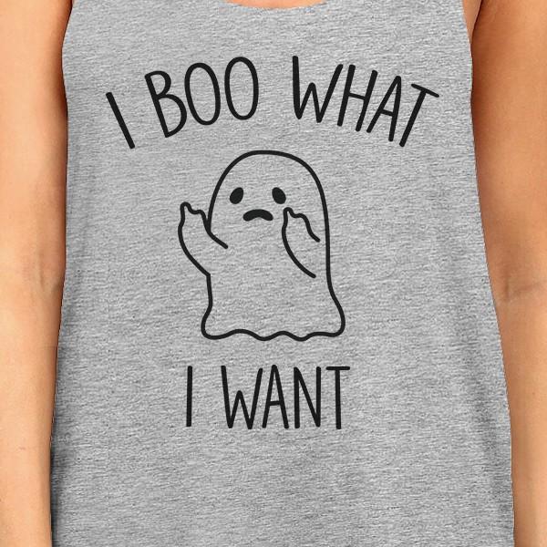 I Boo What I Want Ghost Womens Grey Tank Top