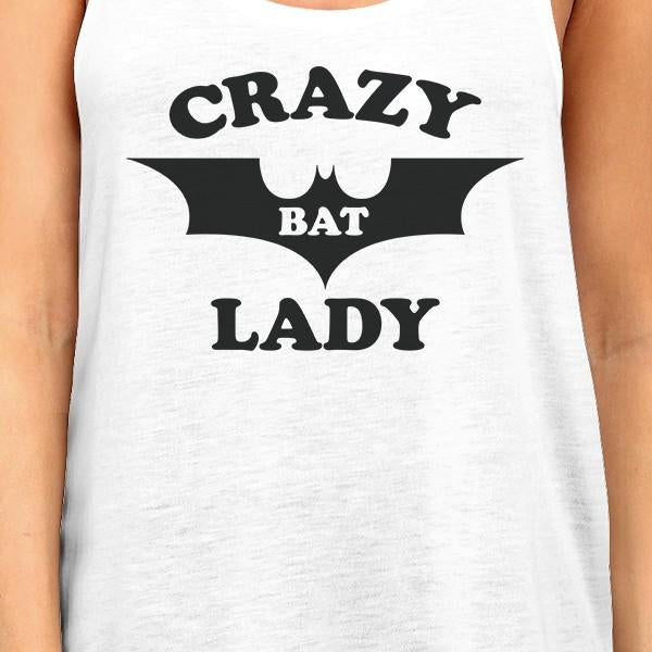 Crazy Bat Lady Womens White Tank Top