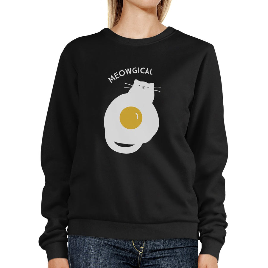 Meowgical Cat And Fried Egg Black Sweatshirt