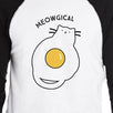 Meowgical Cat And Fried Egg Mens Black And White Baseball Shirt