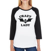 Crazy Bat Lady Womens Black And White Baseball Shirt