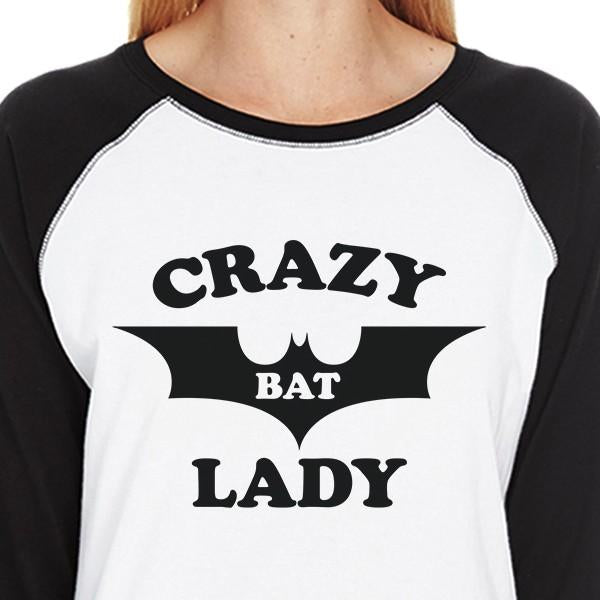 Crazy Bat Lady Womens Black And White Baseball Shirt