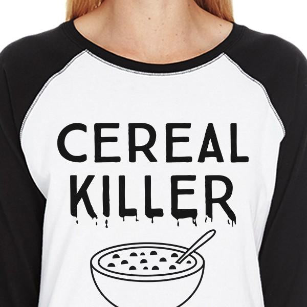 Cereal Killer Womens Black And White Baseball Shirt