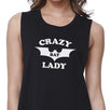 Crazy Bat Lady Womens Black Crop Top