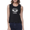 Crazy Bat Lady Womens Black Crop Top