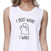 I Boo What I Want Ghost Womens White Crop Top