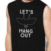 Let's Hang Out Bat Mens Black Muscle Top