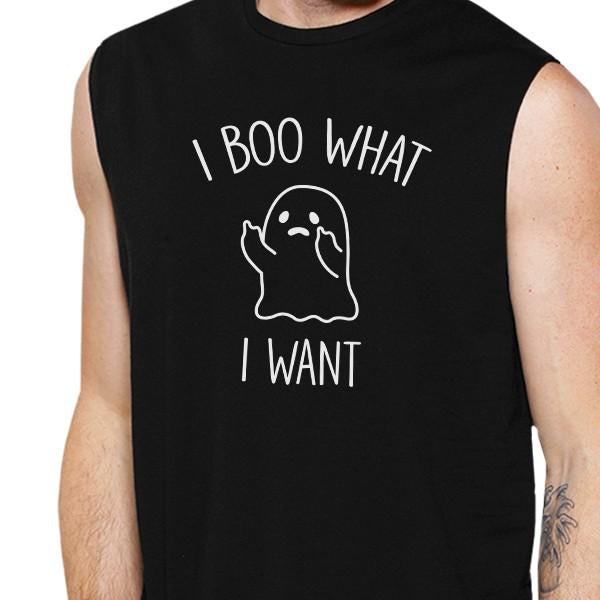 I Boo What I Want Ghost Mens Black Muscle Top