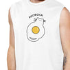 Meowgical Cat And Fried Egg Mens White Muscle Top