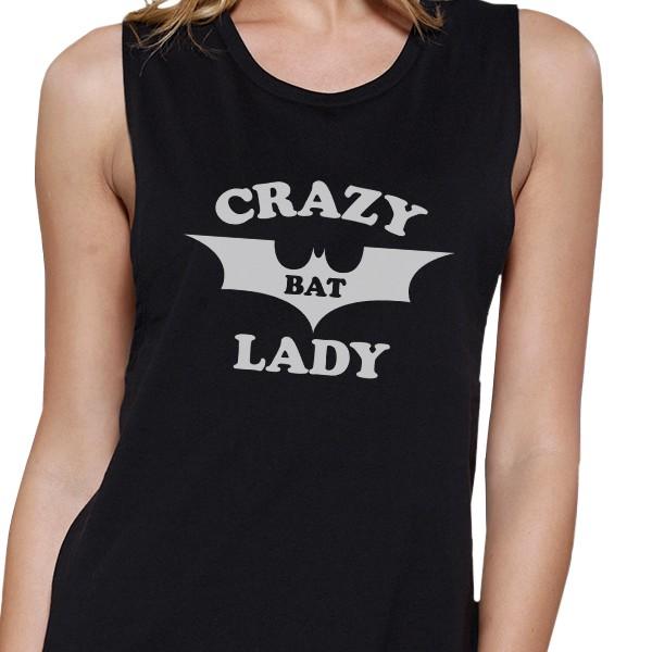 Crazy Bat Lady Womens Black Muscle Top