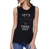 Let's Hang Out Bat Womens Black Muscle Top