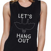 Let's Hang Out Bat Womens Black Muscle Top