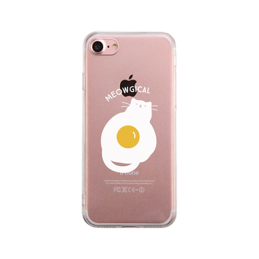 Meowgical Cat And Fried Egg Clear Phone Case