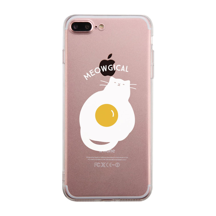 Meowgical Cat And Fried Egg Clear Phone Case