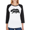 Papa Mama Baby Bears Womens Black And White Baseball Shirt