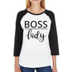 Boss Family Womens Black And White BaseBall Shirt