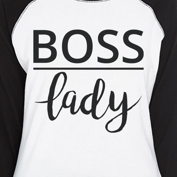 Boss Family Womens Black And White BaseBall Shirt