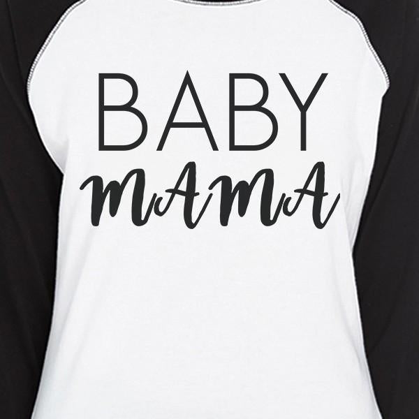 Baby Daddy Baby Mama And Baby Womens Black And White BaseBall Shirt