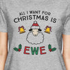 All I Want For Christmas Is Ewe Womens Grey Shirt