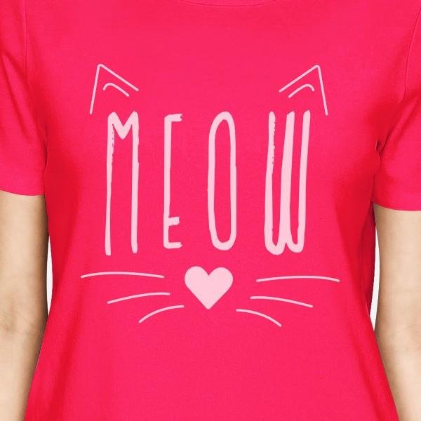 Meow Womens Hot Pink Shirt