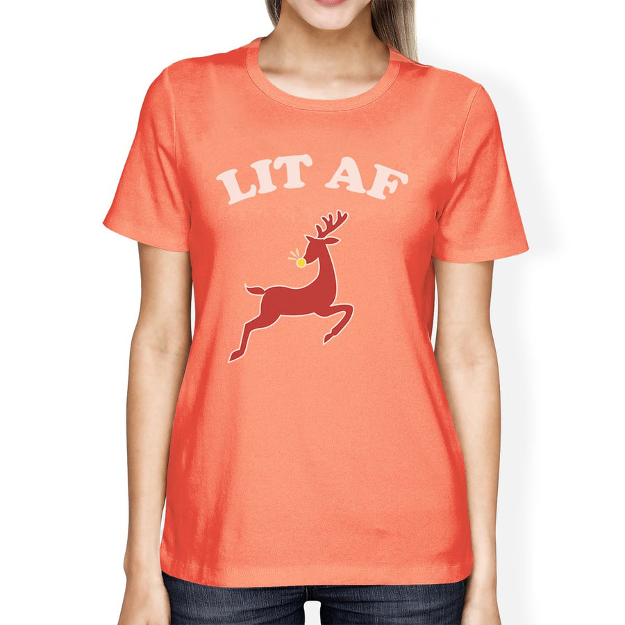 Lit Af Womens Peach Shirt