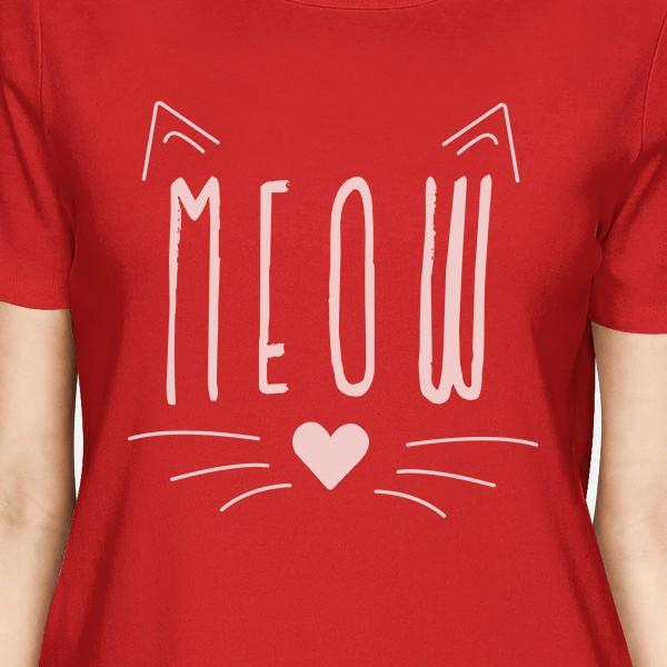 Meow Womens Red Shirt