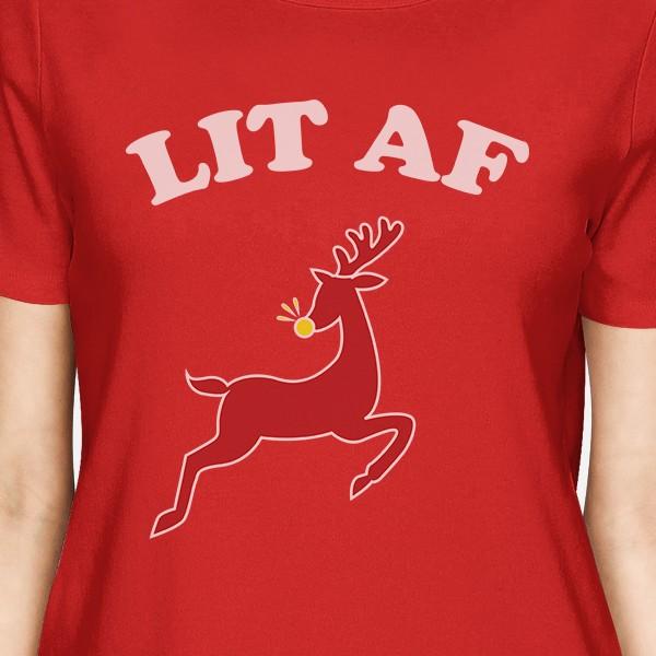 Lit Af Womens Red Shirt