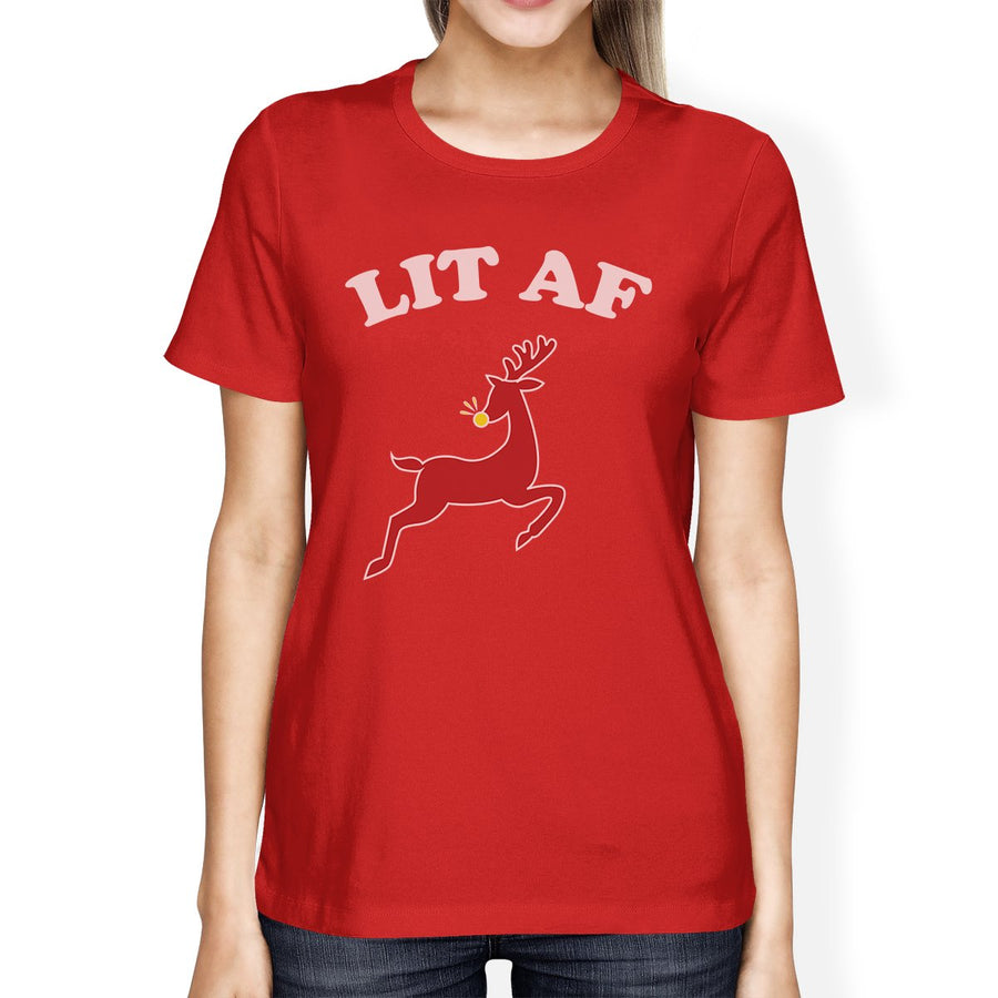 Lit Af Womens Red Shirt