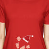 Baby Santa Foot And Handprints Womens Red Shirt