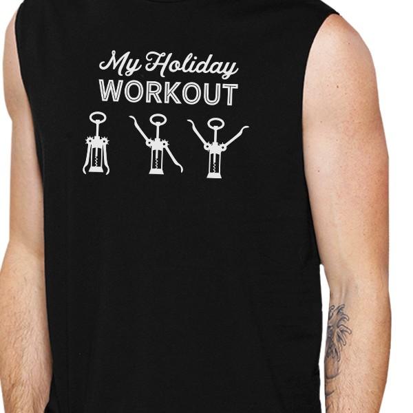 My Holiday Workout Mens Black Muscle Top