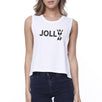 Jolly Af Womens White Crop Top