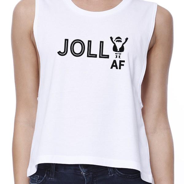 Jolly Af Womens White Crop Top