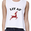 Lit Af Womens White Crop Top