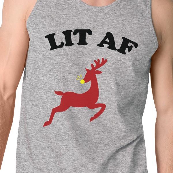 Lit Af Mens Grey Tank Top