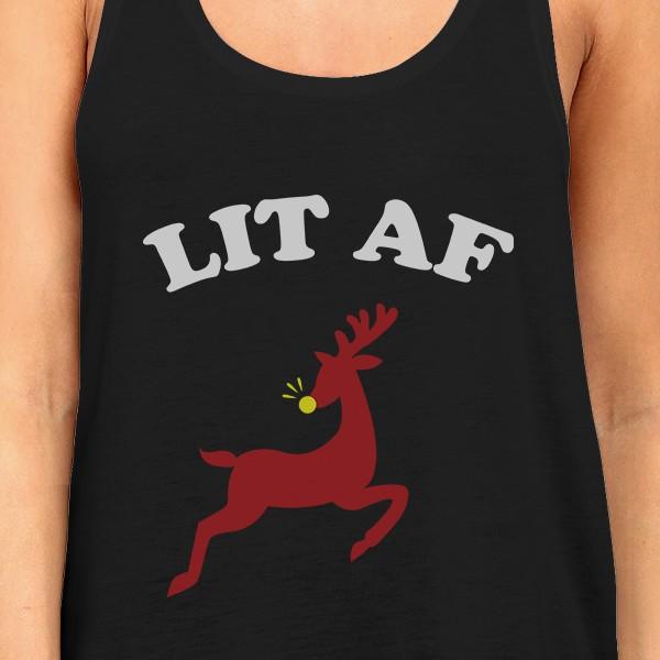 Lit Af Womens Black Tank Top