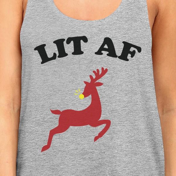 Lit Af Womens Grey Tank Top