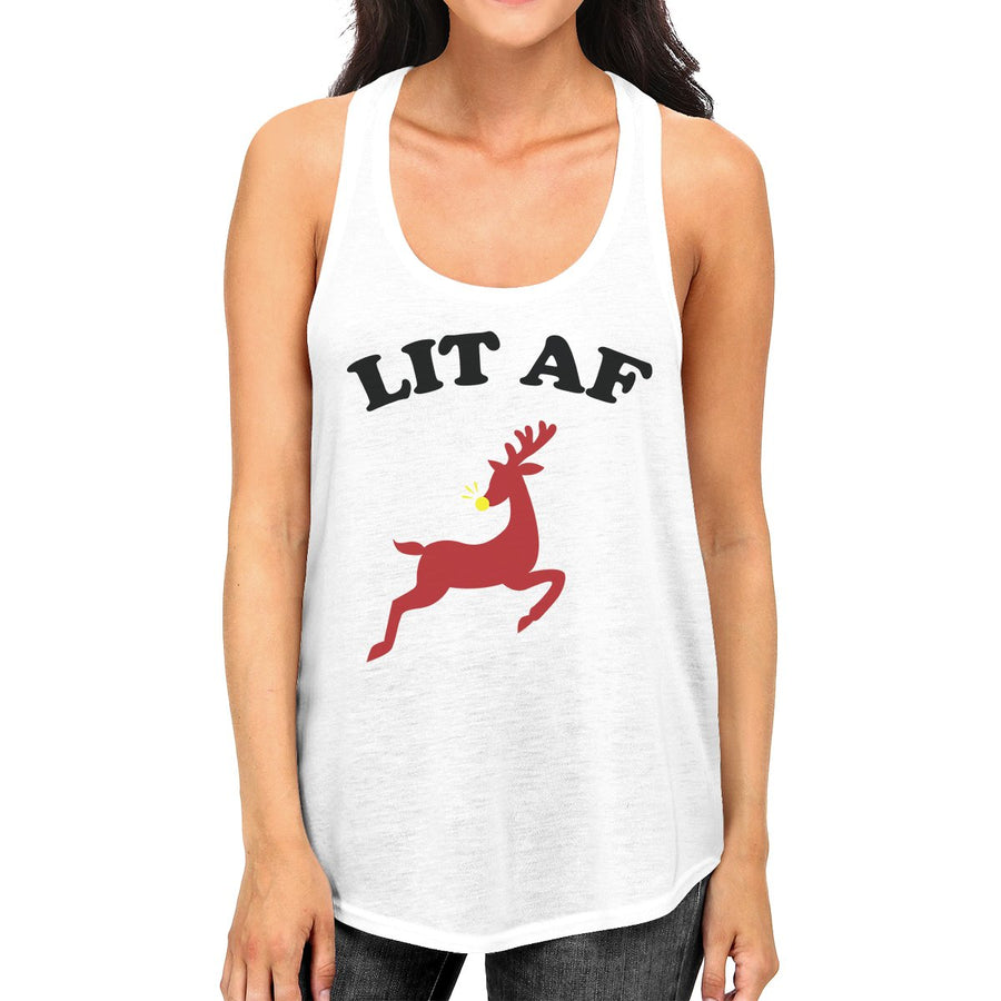 Lit Af Womens White Tank Top