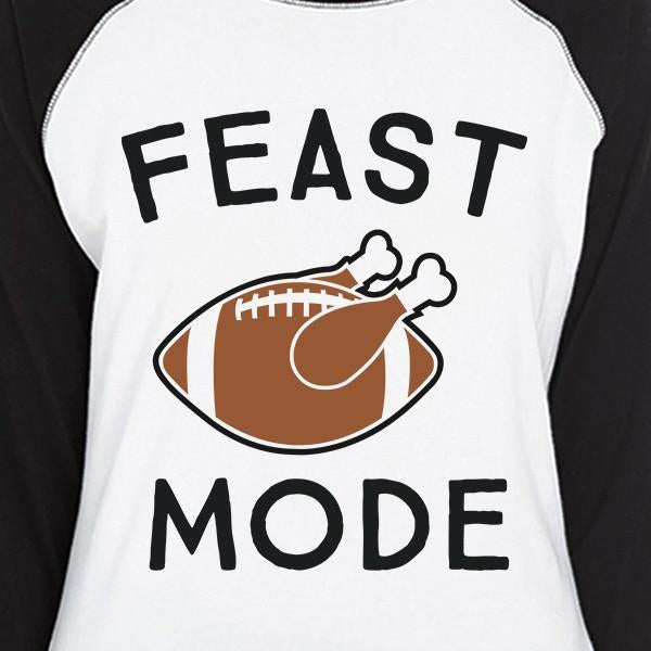 Feast Mode Womens Black And White Baseball Shirt