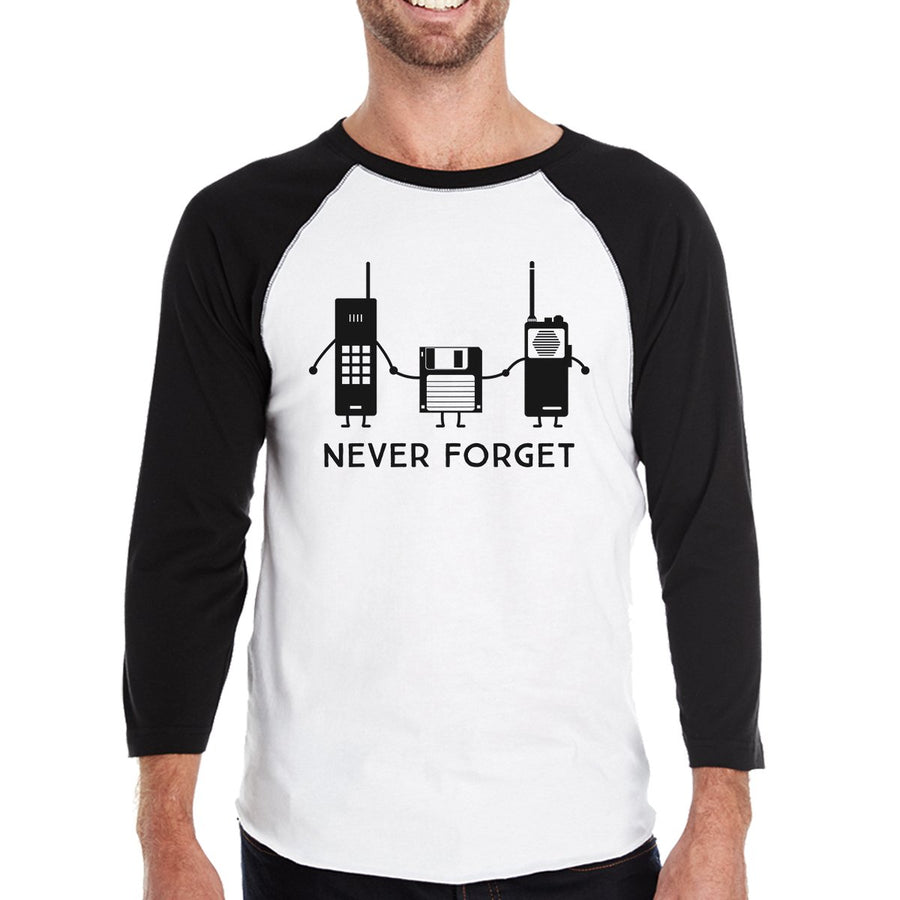 Never Forget Mens Black And White Baseball Shirt