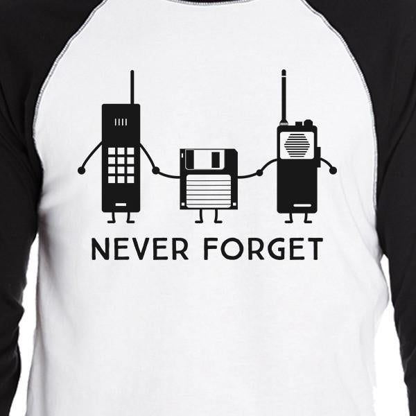 Never Forget Mens Black And White Baseball Shirt