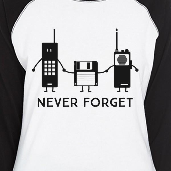 Never Forget Womens Black And White Baseball Shirt