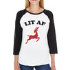 Lit Af Womens Black And White Baseball Shirt