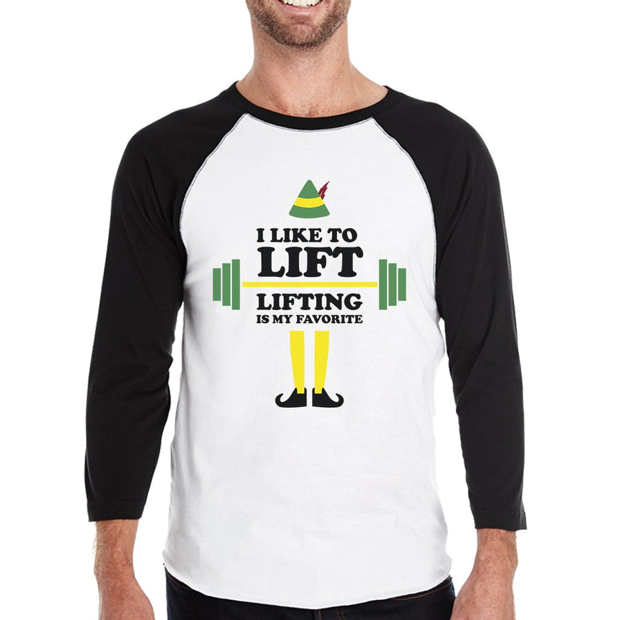 I Like To Lift Lifting Is My Favorite Mens Black And White Baseball Shirt