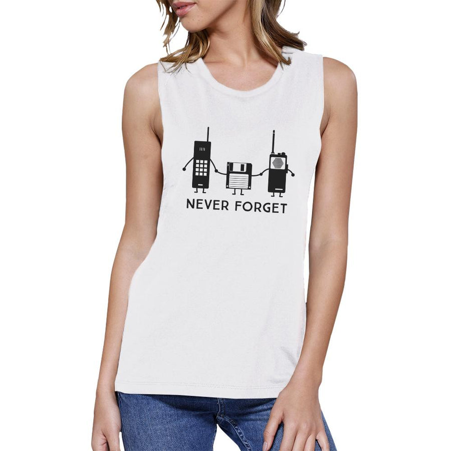 Never Forget Womens White Muscle Top