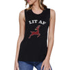 Lit Af Womens Black Muscle Top